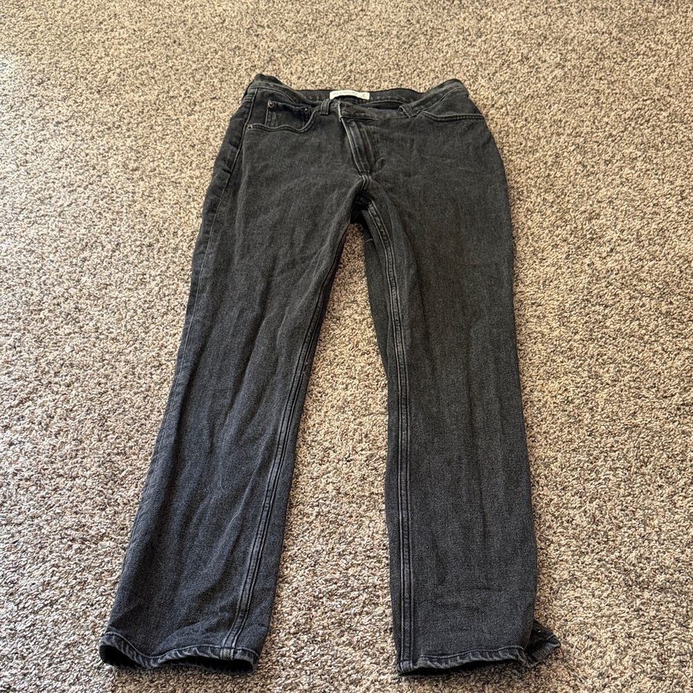 Abercrombie & Fitch 90's Slim Straight Ulta High Rise Dark Black Denim Jeans 6s